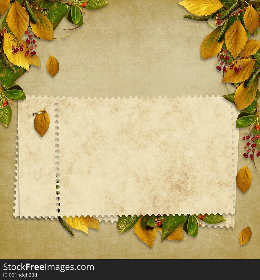 Card for the holiday  with autumn leaves