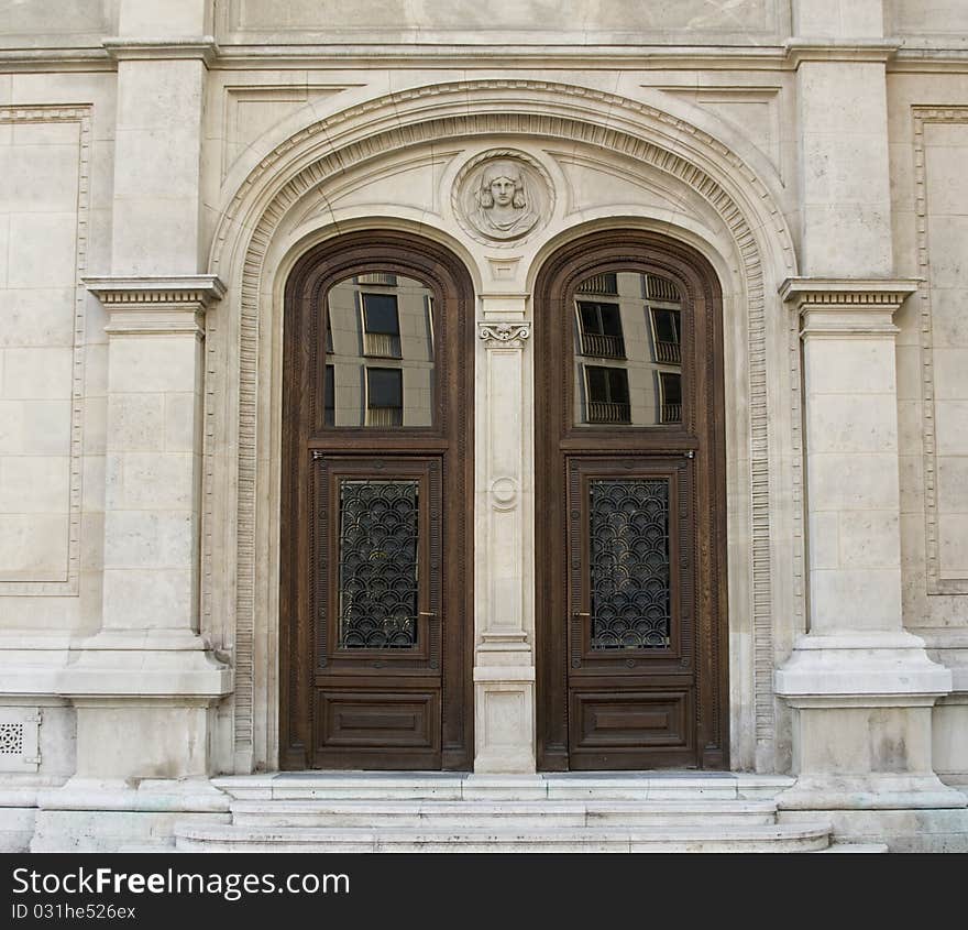 Wooden entrance in to a building in Vienna Austria. Wooden entrance in to a building in Vienna Austria