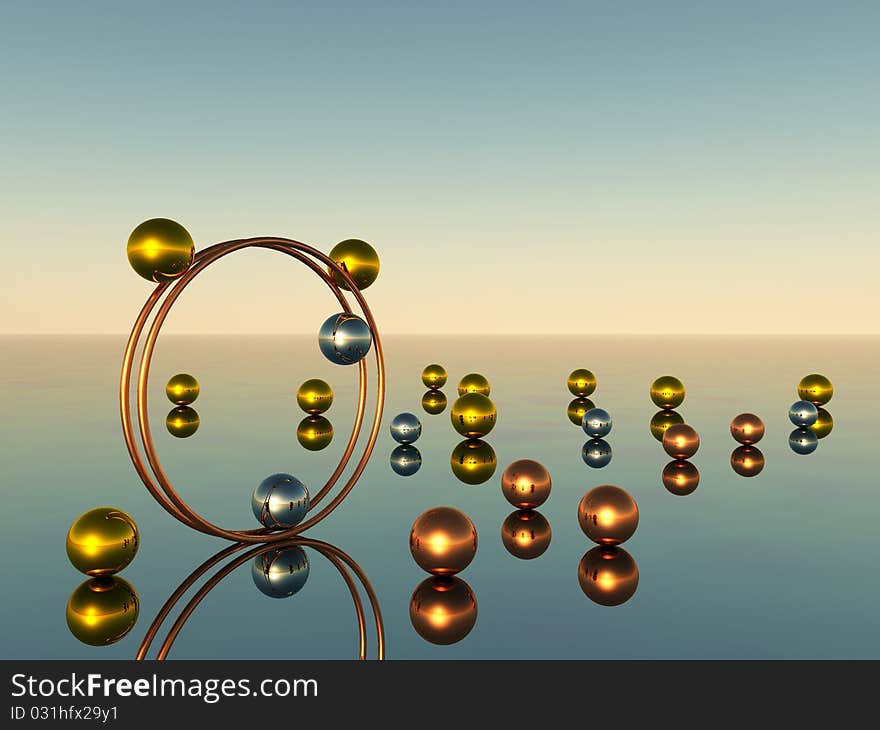 Sphere metal 3d render abstract figures. Sphere metal 3d render abstract figures