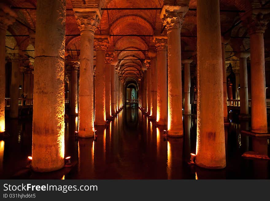 Ancient underground water reservoir in Istanbul