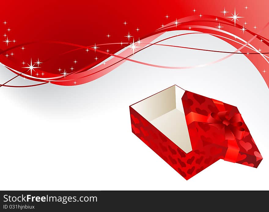 Gift red box with a bow on a white background