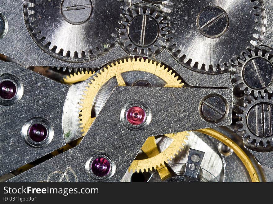 Macroshooting of an internal part of a mechanical clock