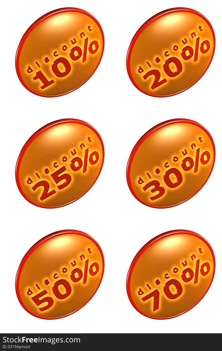 3D discount icon set. Put it on your product image for attracting clients. 3D discount icon set. Put it on your product image for attracting clients.