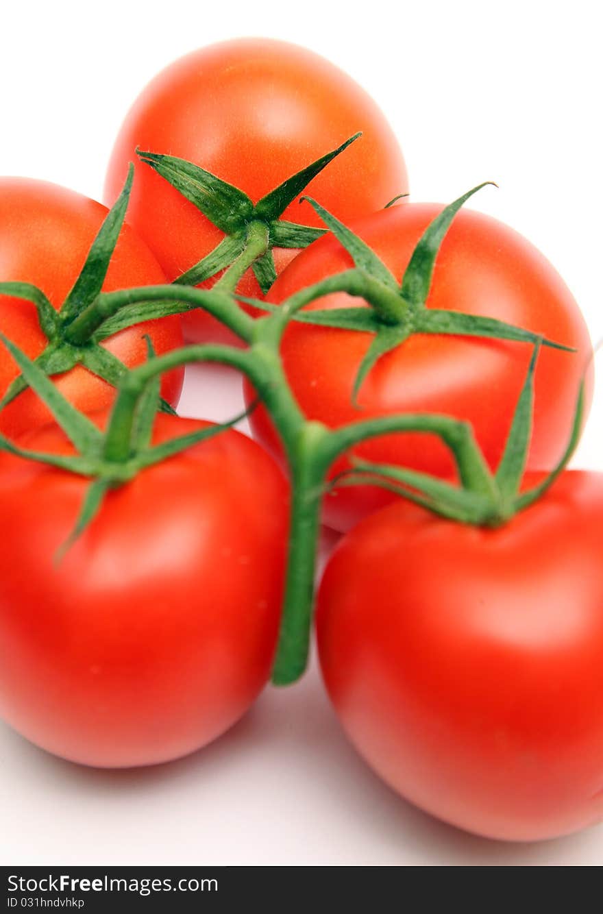 Fresh and healthy tomatoes isolated on white. Fresh and healthy tomatoes isolated on white