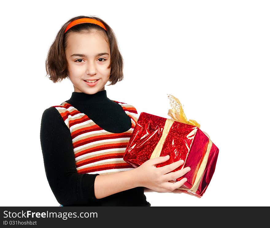 Little girl with gift