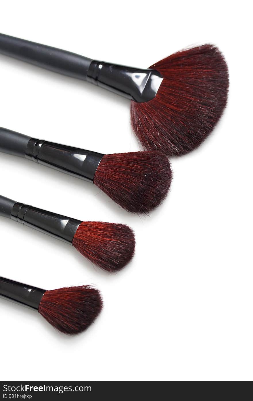 Professional makeup brushes isolated on white