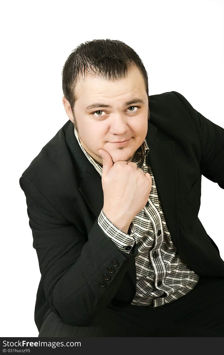 Young handsome businessman. Isolated over white background