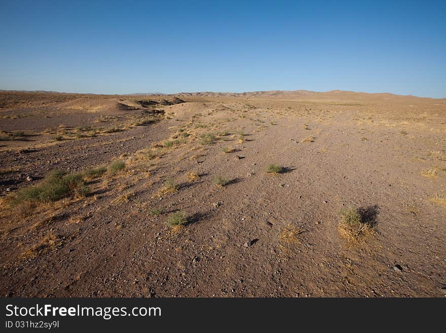 Dry desert. Very hot sand.