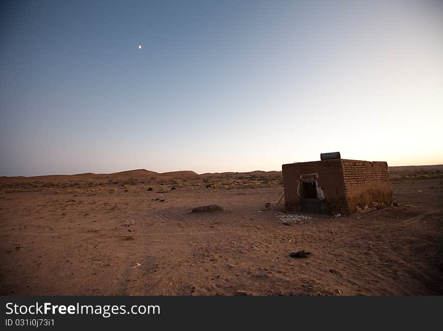 Dry desert. Very hot sand.