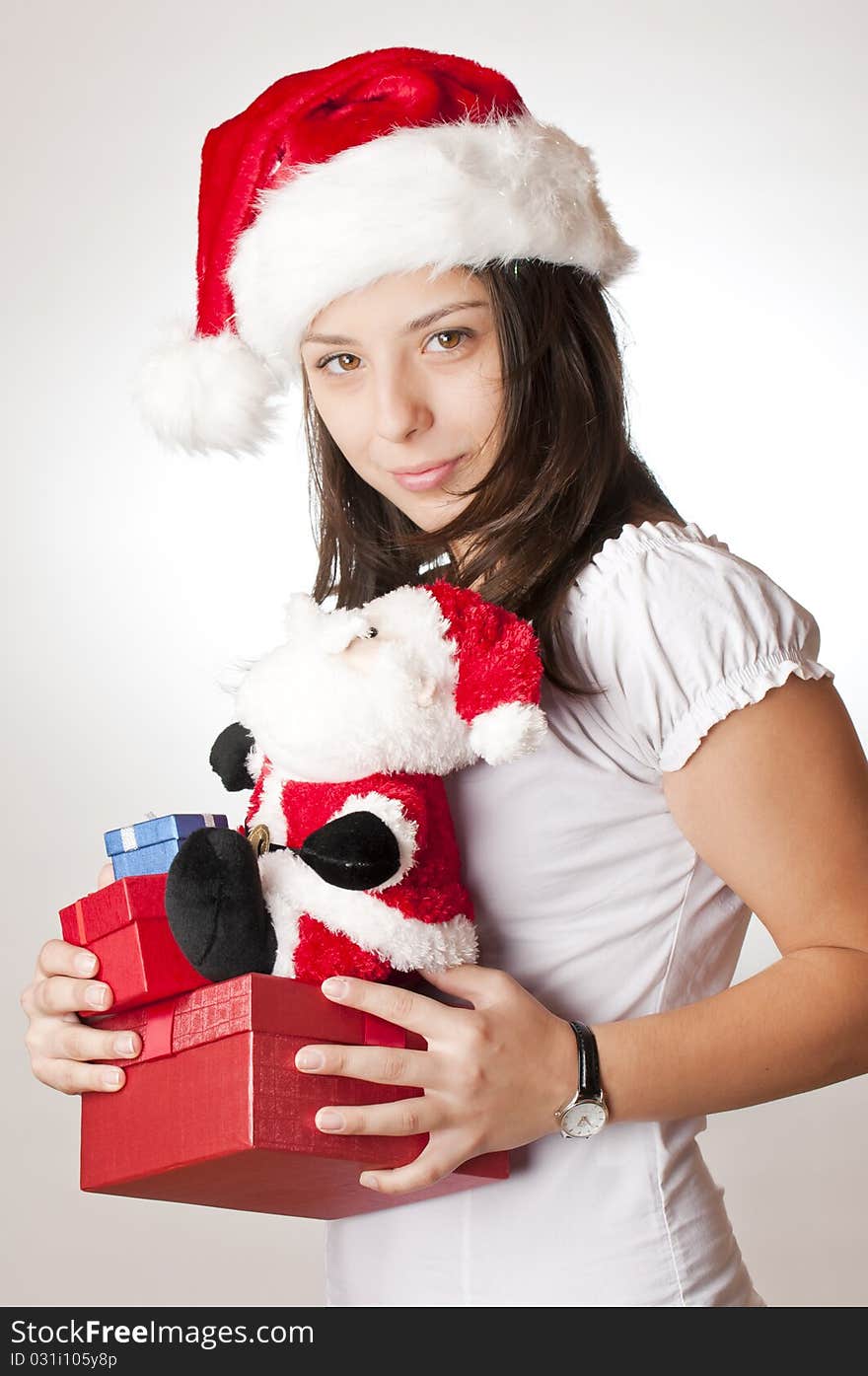 Young Girl With Christmas Gifts