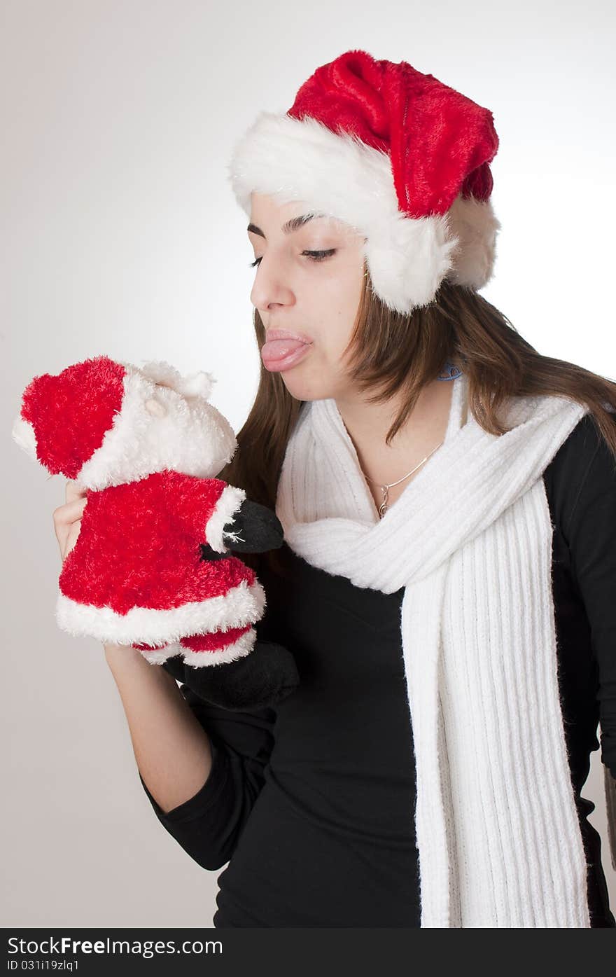 Teenager With Her Santa Gift