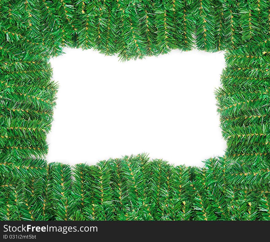 Pine-tree border isolated on white background as copy-space. Pine-tree border isolated on white background as copy-space