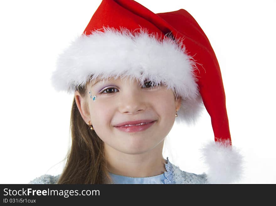 Cute little girl in claus hat