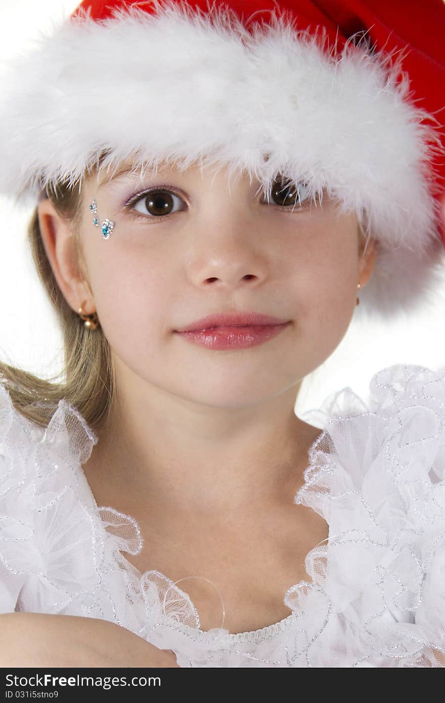 Cute little girl in claus hat