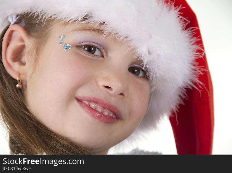 Cute little girl in claus hat