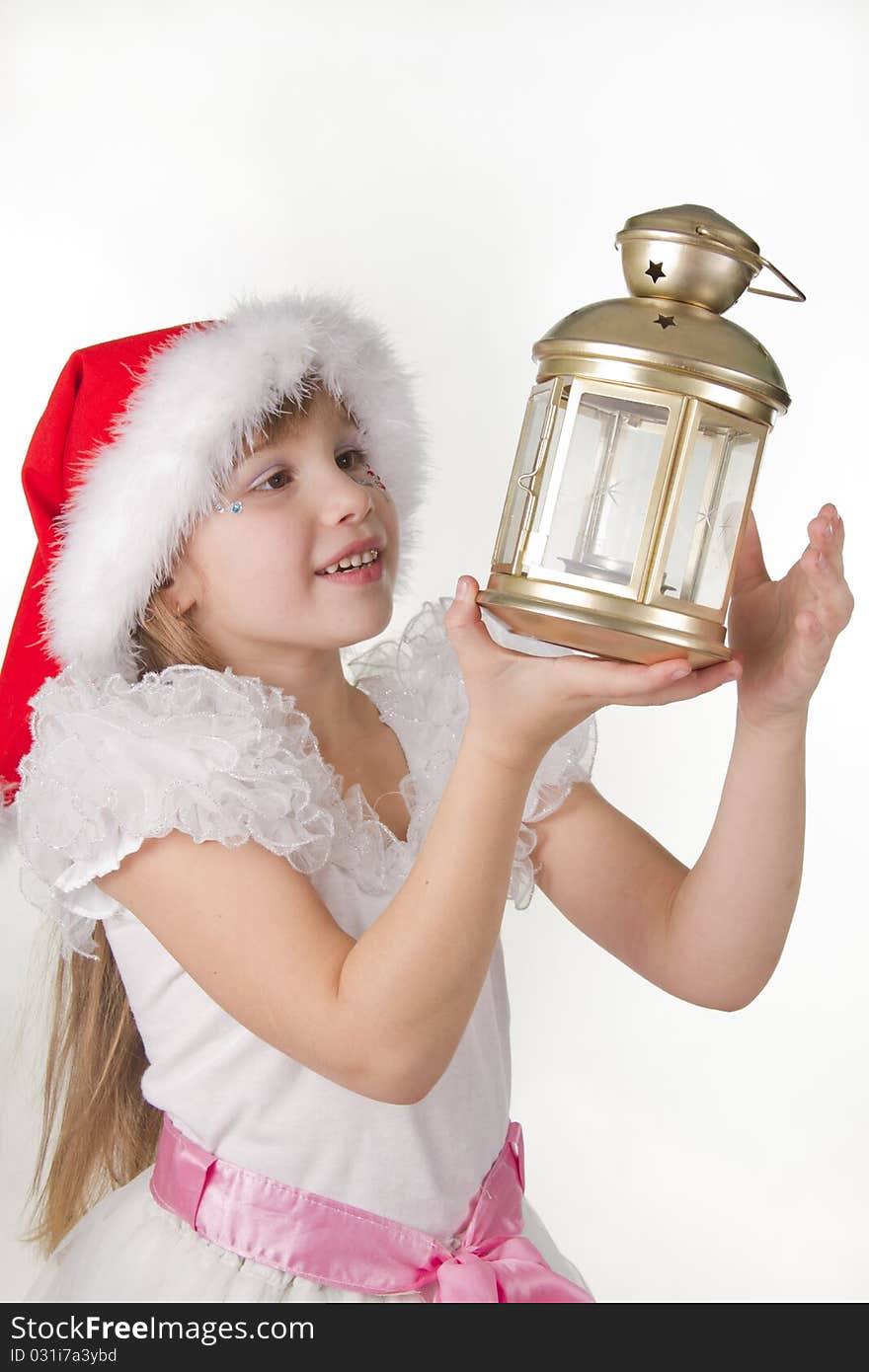 Cute little girl in claus hat