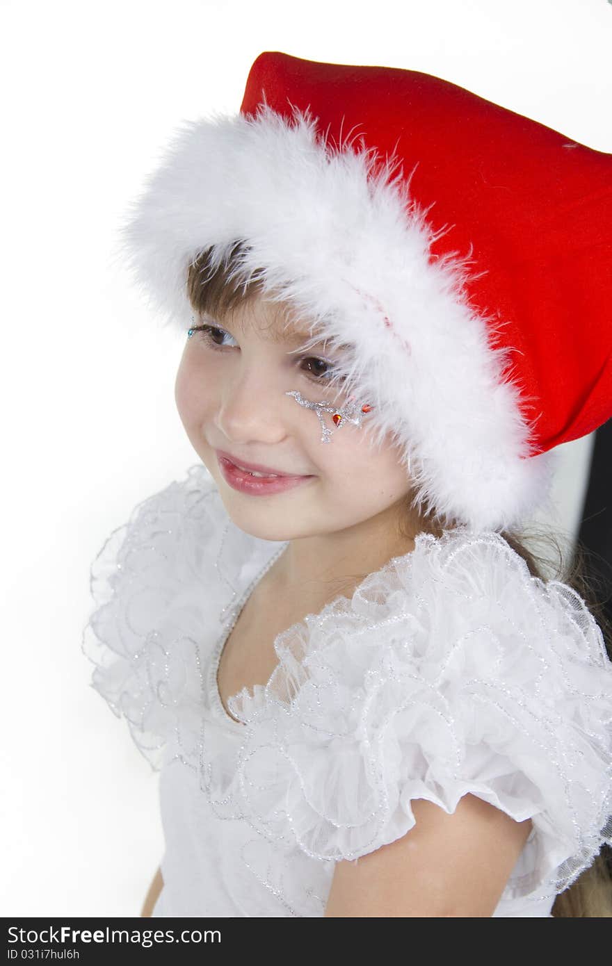 Cute little girl in claus hat