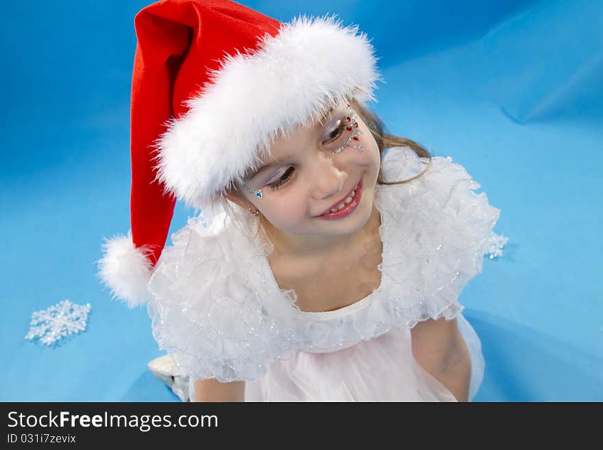 Cute little girl in claus hat