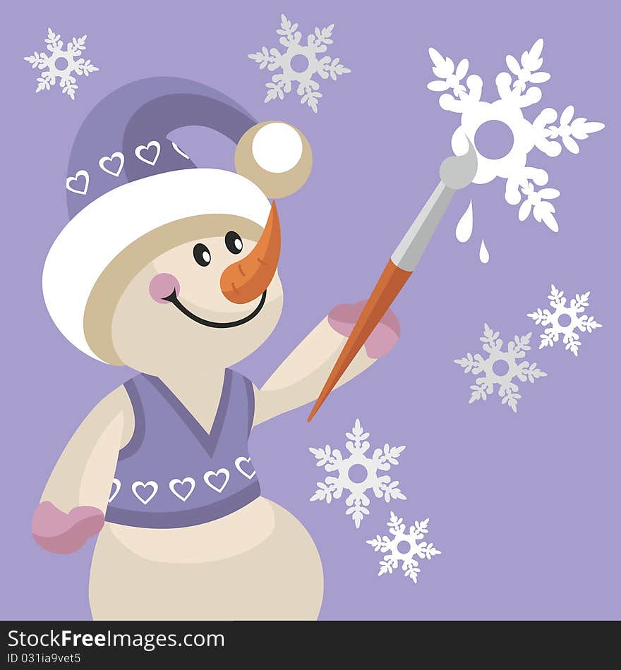 Cartoon Snowman in color 17. Cartoon Snowman in color 17