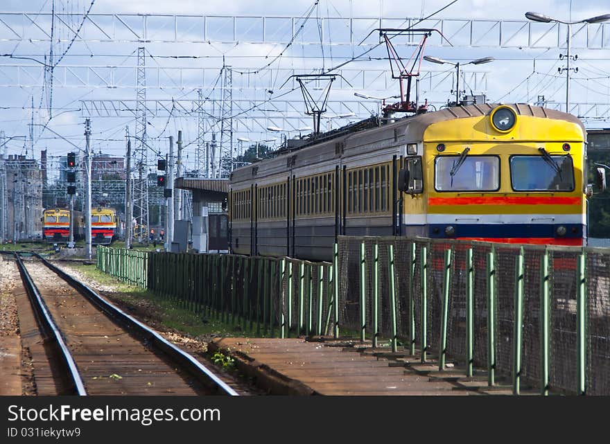 Veiw on rails-train station in Riga, Latvia