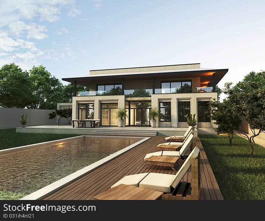 Architectural project of modern house