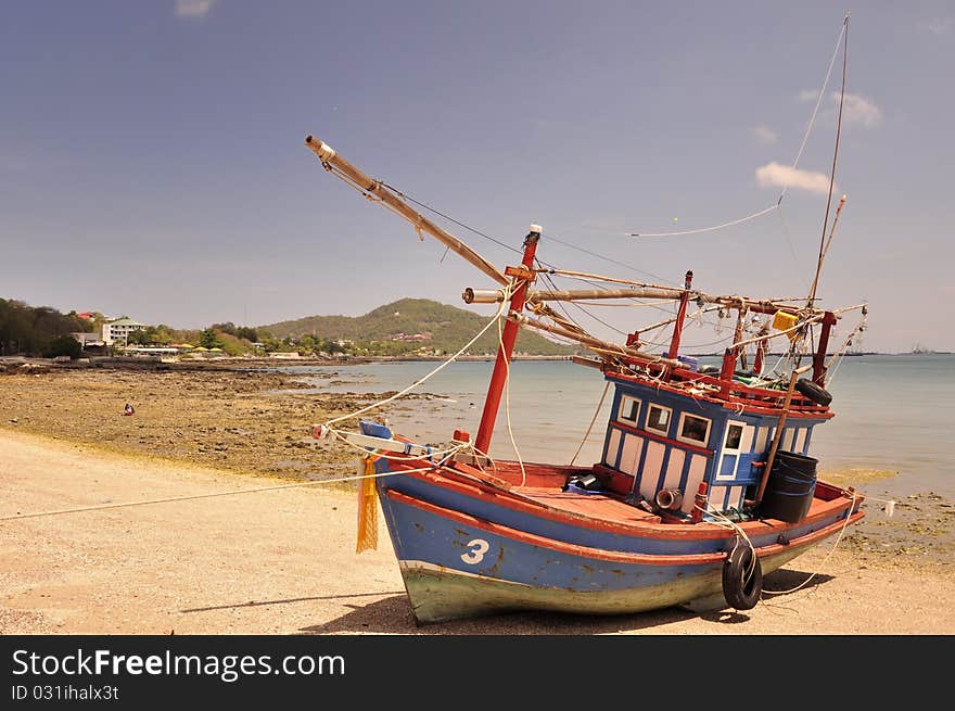 Fishing boat on the beach, east of Thailand