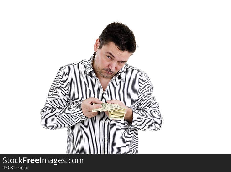 Man counting money