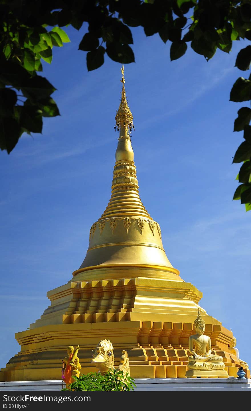 Pagoda, art of myanmar in the temple of Thailand