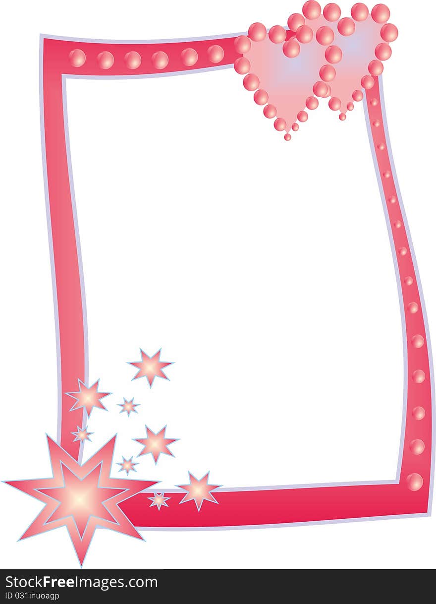 Beautiful abstract frame with stars and hearts