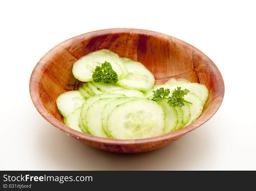 Cut cucumber with parsley