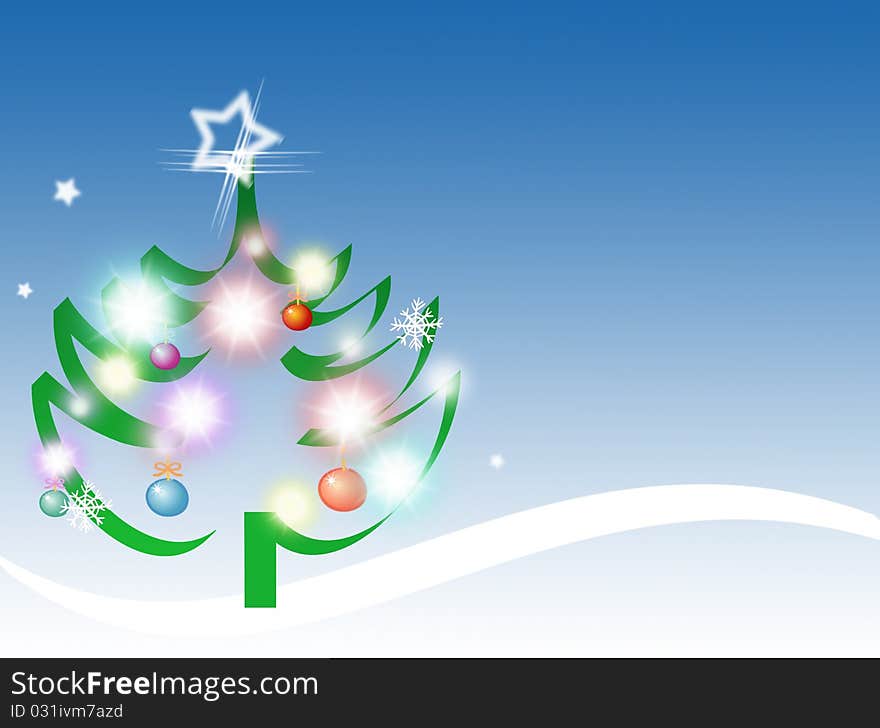 Christmas background and christmas tree illustration