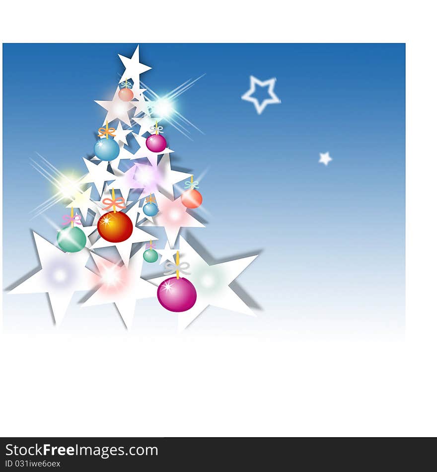 Christmas background and christmas tree illustration