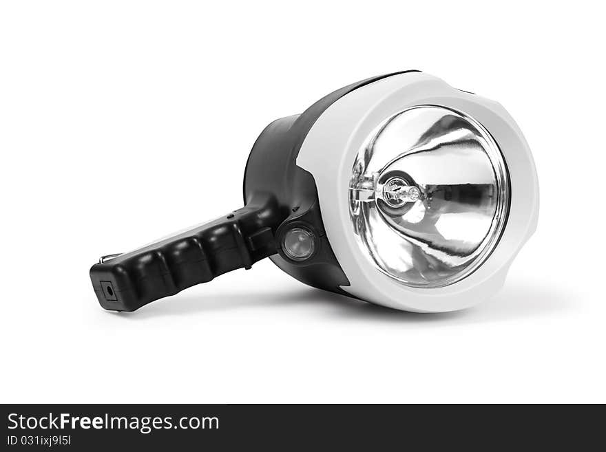 Isolated black flashlight on a white background