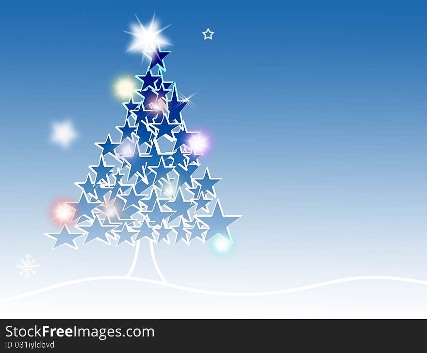 Christmas background and christmas tree illustration