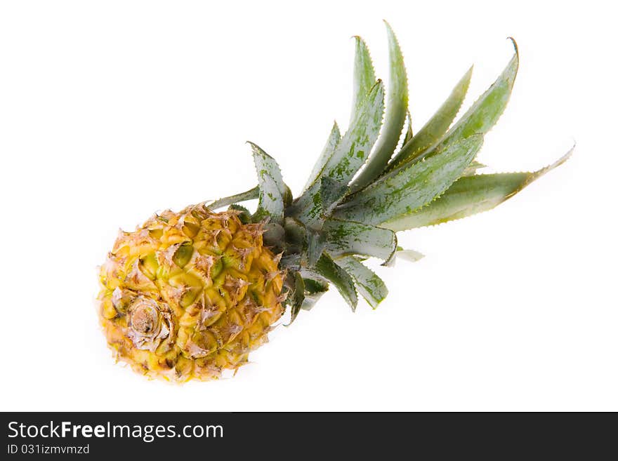 Whole fresh pineapple on white background