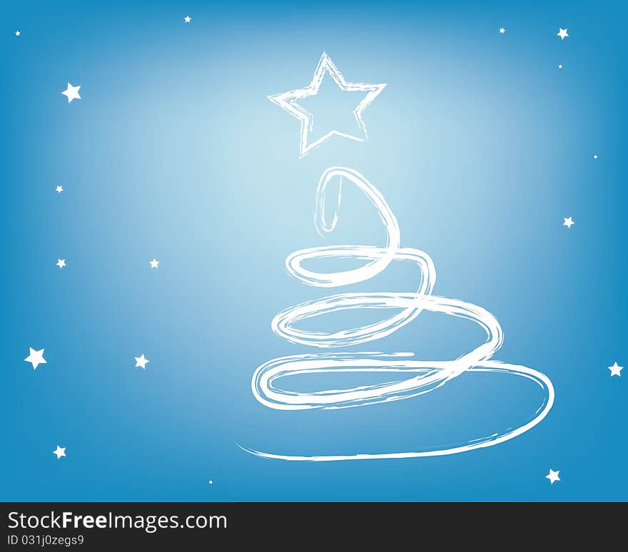 Christmas tree with stars isolated on white background