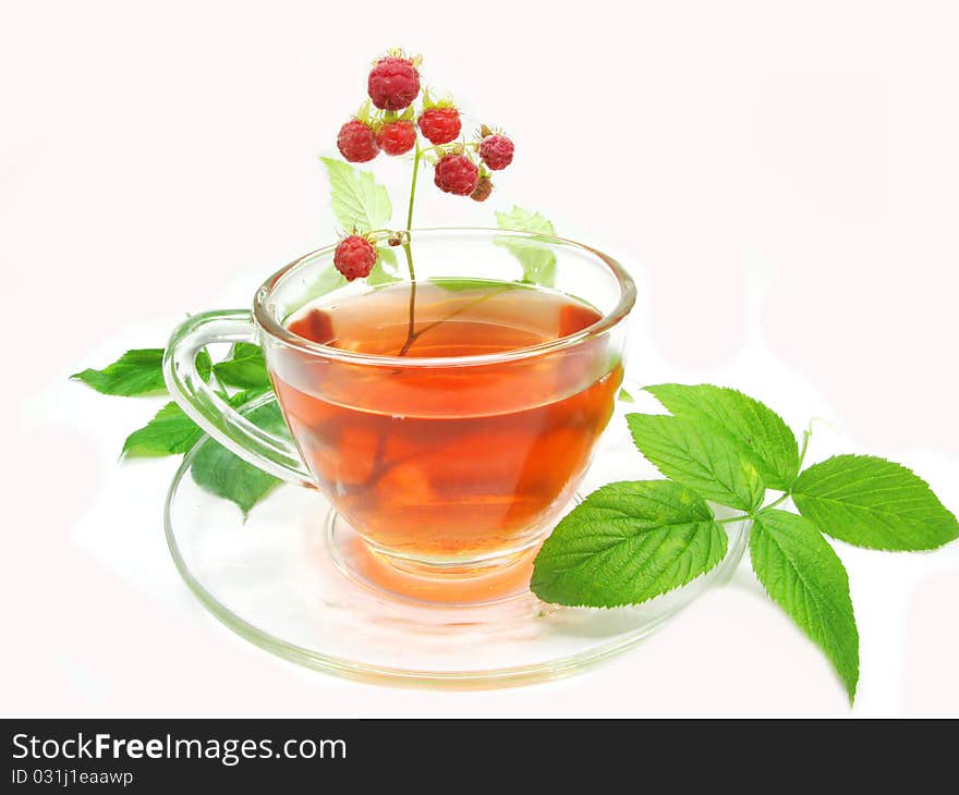 Fruit red tea with raspberry berries. Fruit red tea with raspberry berries