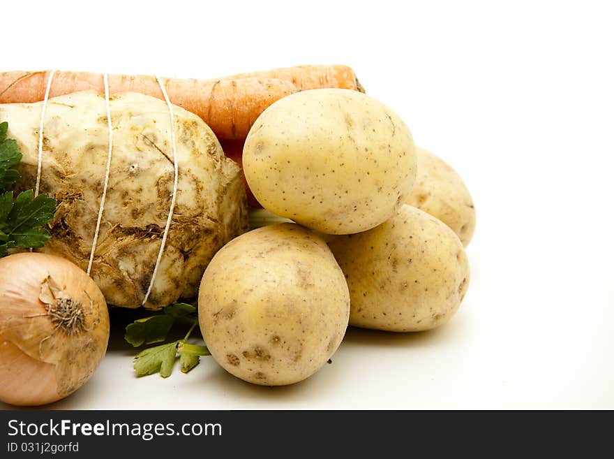 Celery with carrot and potatoes. Celery with carrot and potatoes