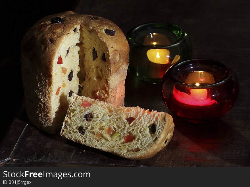 Panettone baked traditional Christmas fruit from different countries