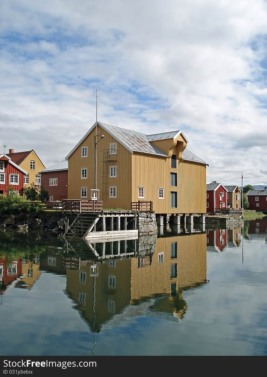 Old yellow house in Mosjoen, Norway