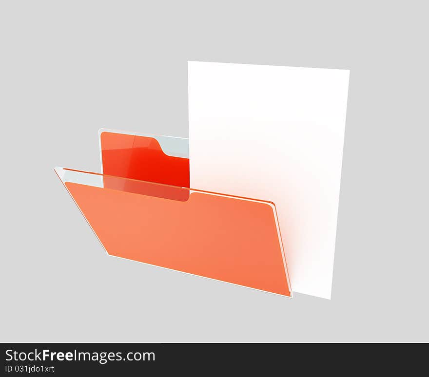 Red Folder With Empty White Sheet