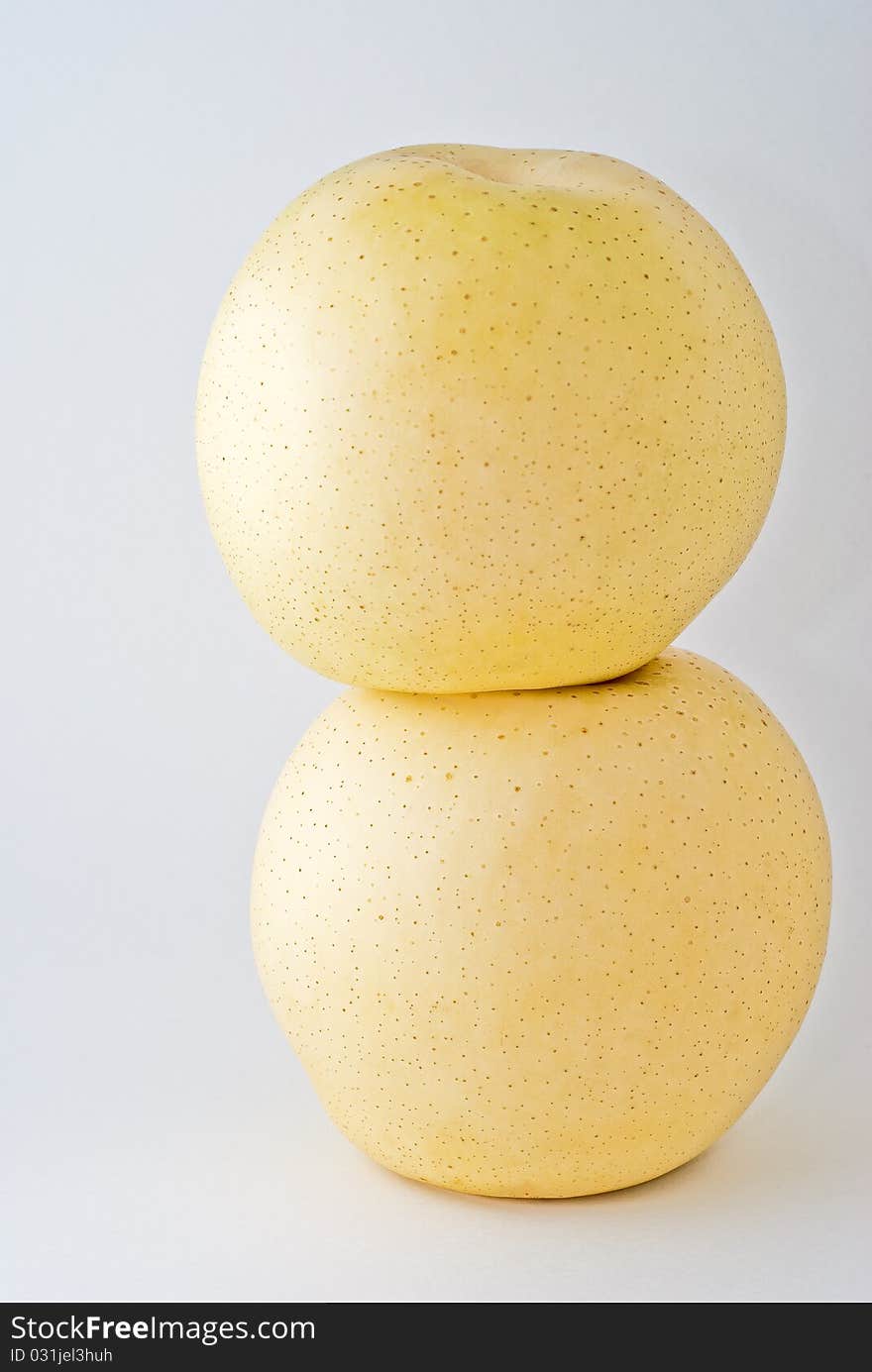 Two chinese pears with white background