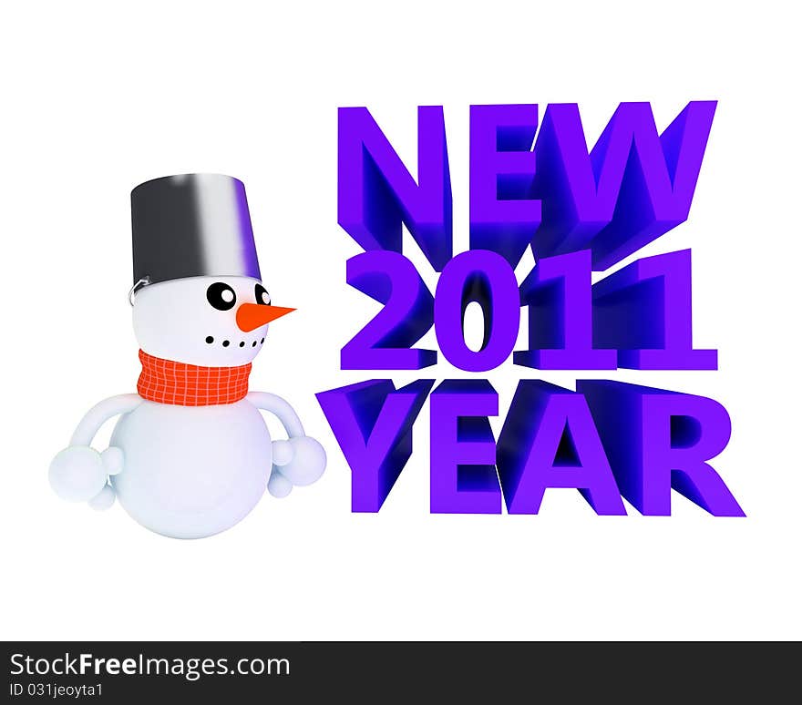 Happy Snowman Near NEW 2011 YEAR Text