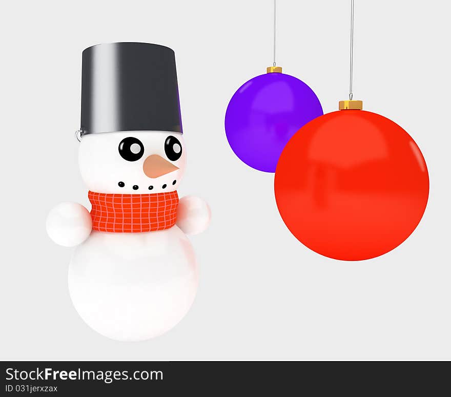 Tiny snowman and christmas tree decor