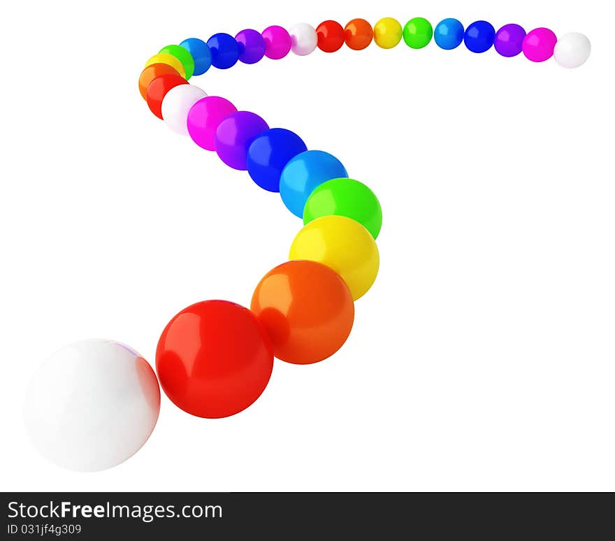 Multicolored spheres forming the curve