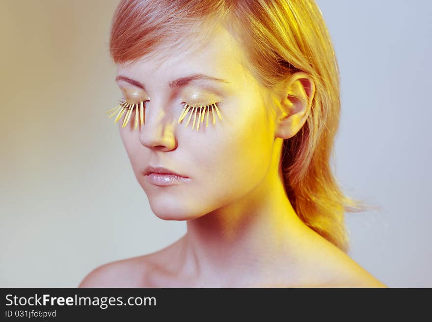 Woman Wearing Petal Eyelashes