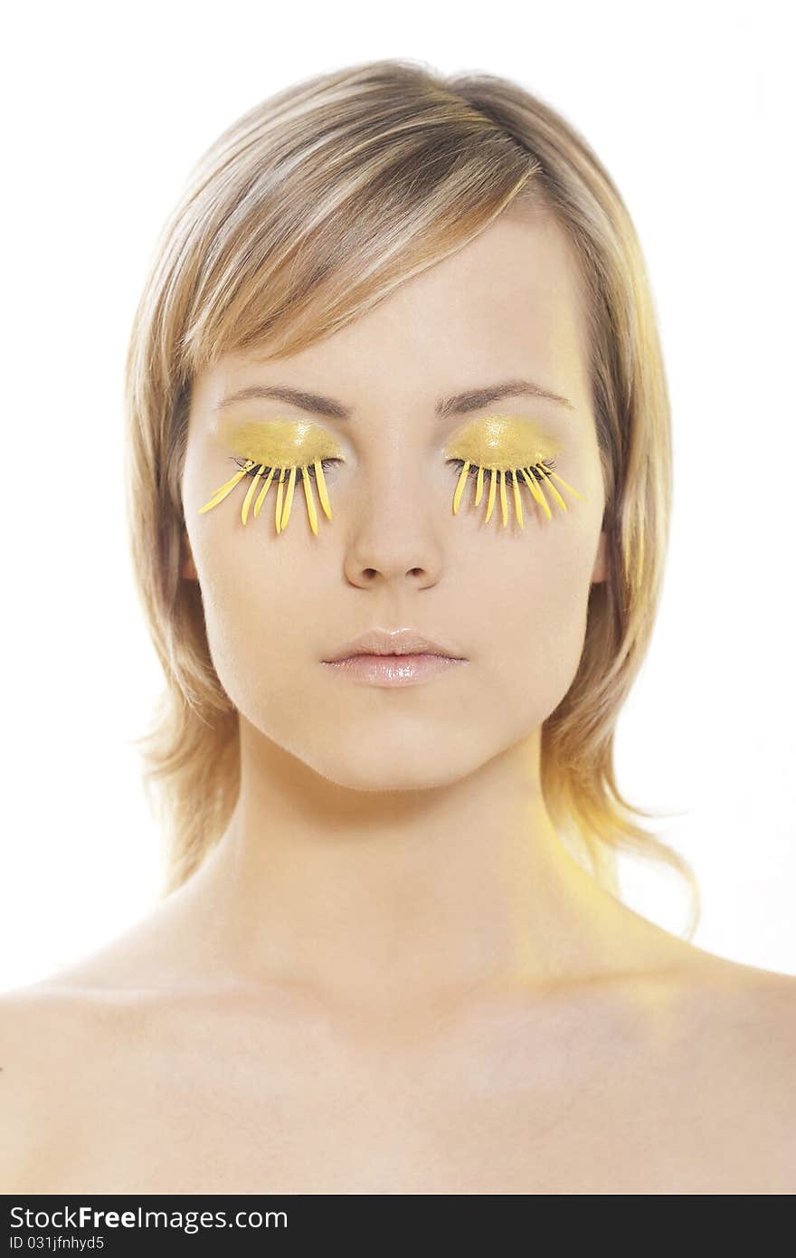 Woman Wearing Petal Eyelashes