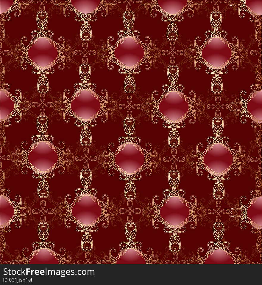 Gold pattern on a red background