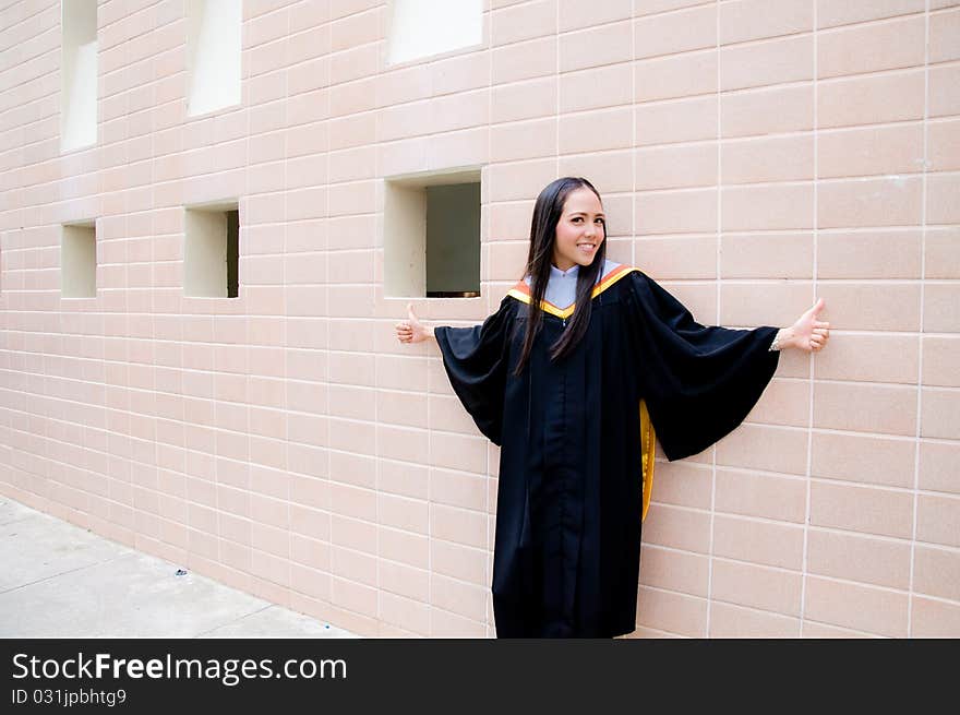 New graduated girl student in black uniform. New graduated girl student in black uniform