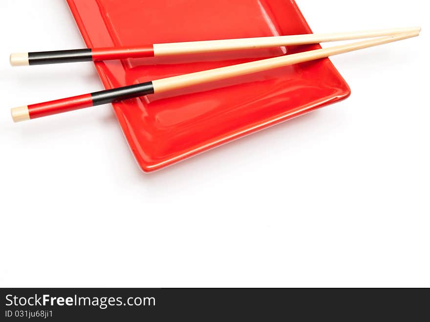 Black and red sushi set isolated on white background. Black and red sushi set isolated on white background